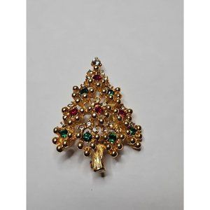 Vintage Gold Tone Christmas Tree Pin/Brooch, 2'' Length
